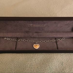 Diamonds International Gold & Silver Diamond Heart Charm Bracelet